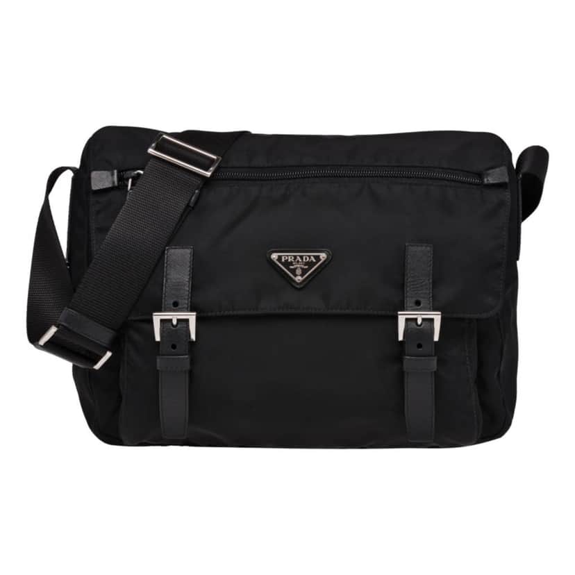 Prada Prada Black Nylon Triangle Logo Messenger Bag Black Never worn, with tag - Front View
