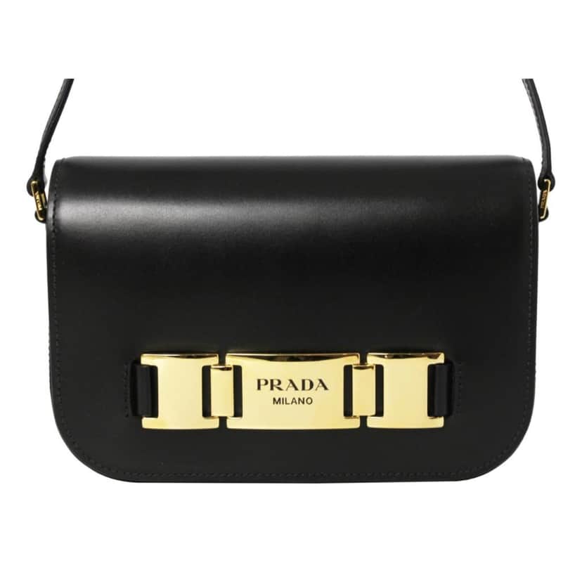 Prada Prada City Calf Leather Black Crossbody Flap Bag Black Leather Never worn, with tag - Front View
