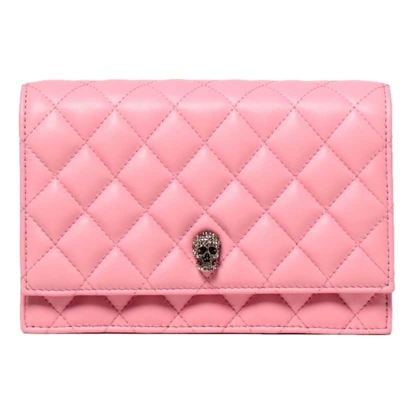 Alexander Mcqueen Alexander McQueen Pink Quilted Leather Skull Shoulder Bag Pink Leather Never worn, with tag - Front View