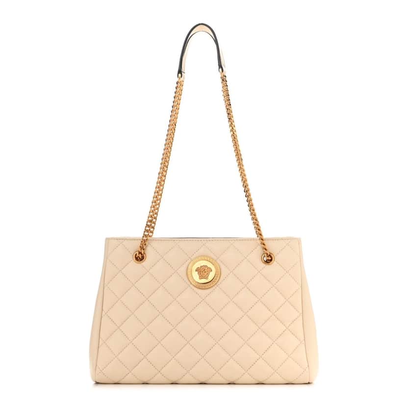 Versace Versace La Medusa Nappa Quilted Beige Leather Large Tote Bag Beige Leather Never worn, with tag - Front View