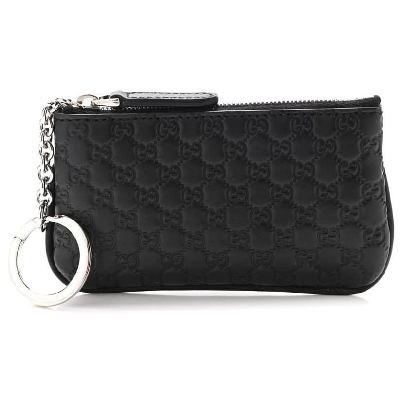 Gucci Gucci Micro GG Black Leather Key Case Black Leather Never worn, with tag - Front View