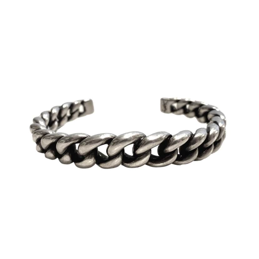 Saint Laurent Saint Laurent Silver Gunmetal Chain Link Cuff Bracelet Silver Never worn, with tag - Front View