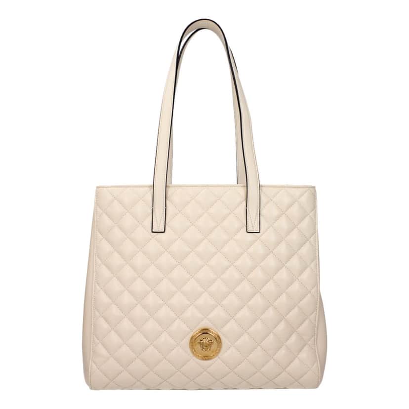 Versace Versace La Medusa Ivory Quilted Leather Totebag White Never worn, with tag - Front View