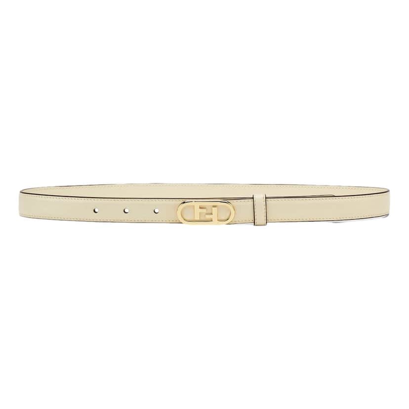 Fendi Fendi O'Lock Ivory Leather Skinny Belt Size 90 White Leather Never worn, with tag - Front View