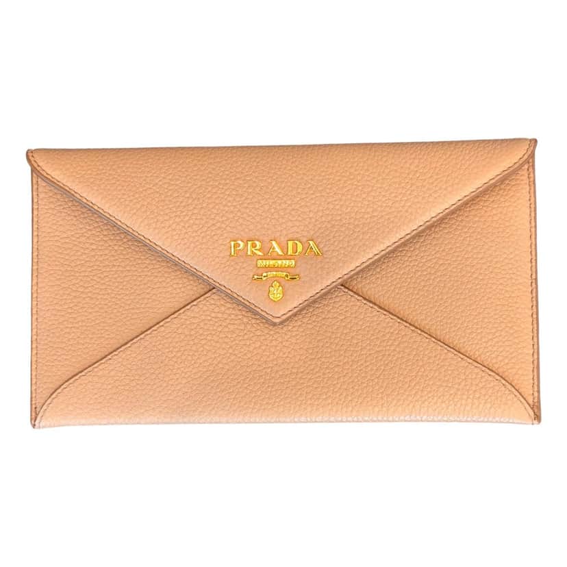 Prada Prada Beige Vitello Grain Leather Long Envelope Wallet Beige Leather Never worn, with tag - Front View