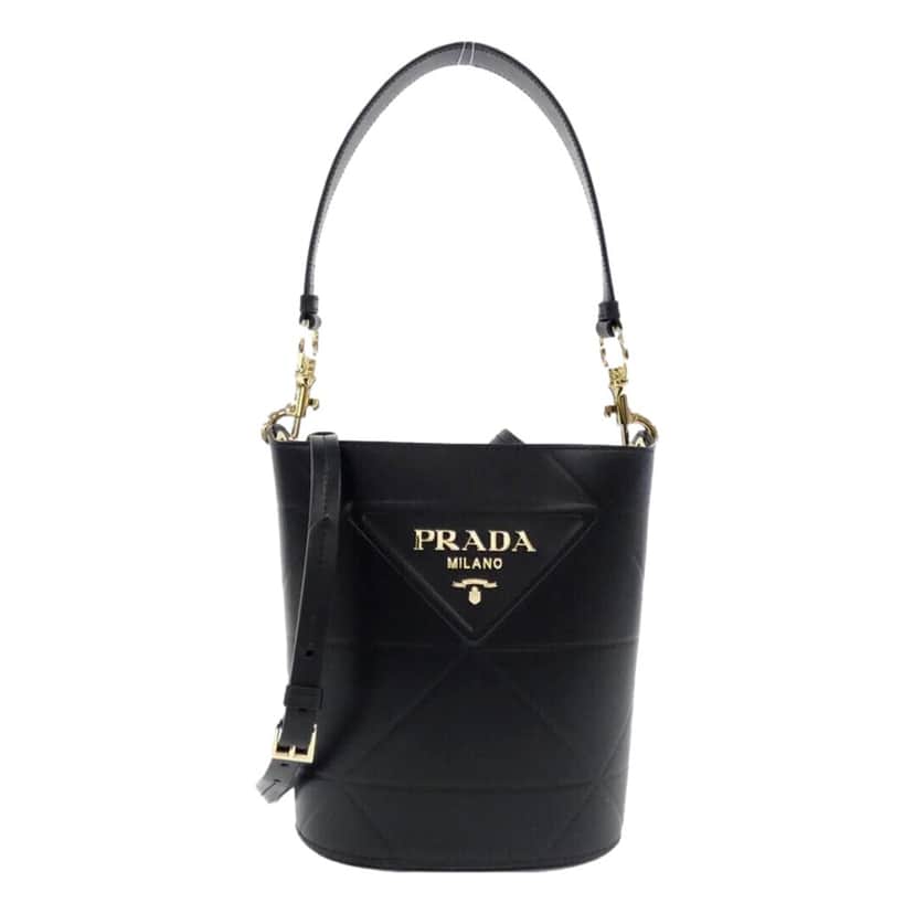 Prada Prada Soft Calf Leather Bucket Crossbody Handbag Nero Black Black Leather Never worn, with tag - Front View
