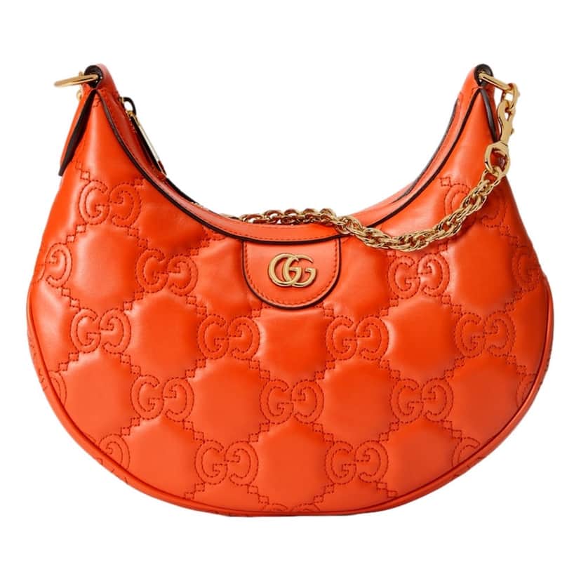 Gucci Gucci GG Quilted Matelass√© Leather Small Shoulder Handbag In Orange Orange Leather Never worn, with tag - Front View