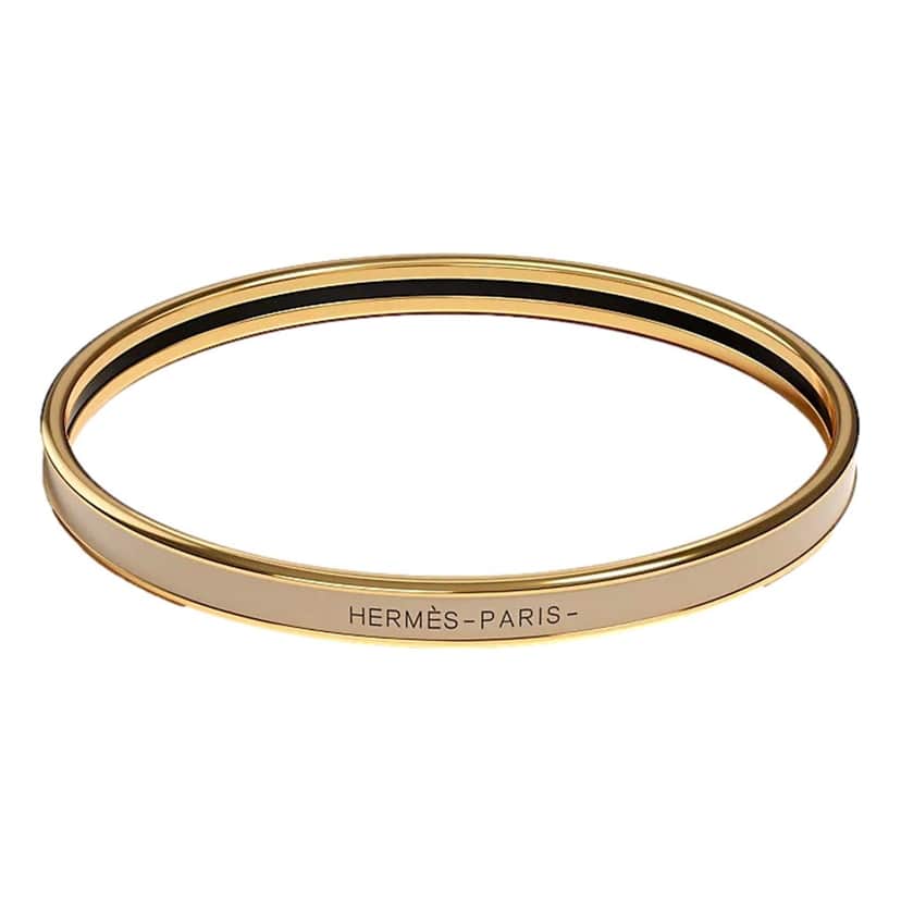 Hermès Herm√®s Beige and Gold Uni Bangle Beige Very good condition - Front View