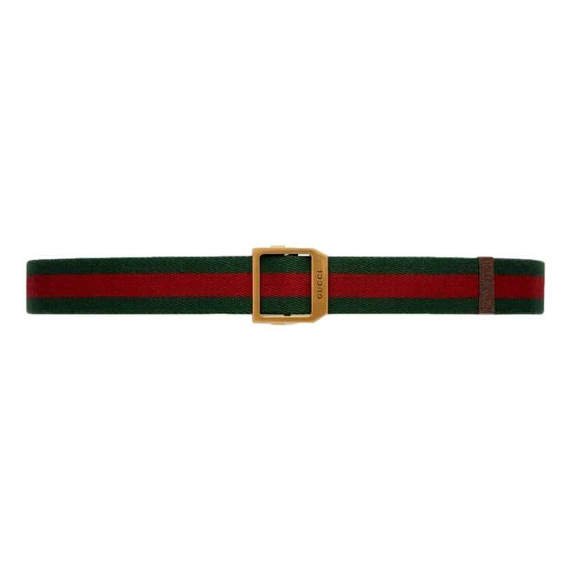 Gucci Gucci Web Stripe Red and Green Canvas Belt Size 90/36 Red Canvas Never worn, with tag - Front View