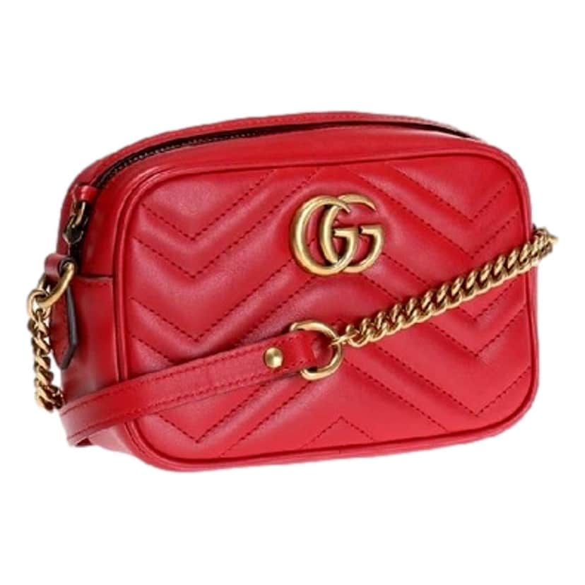 Gucci Gucci GG Marmont Matelass√© Red Leather Crossbody Mini Bag Red Leather Never worn, with tag - Front View