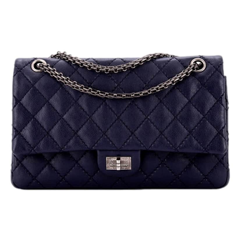 Chanel Chanel Reissue 2.55 Flap Bag Quilted Caviar 226 Navy Blue Leather Very good condition - Front View