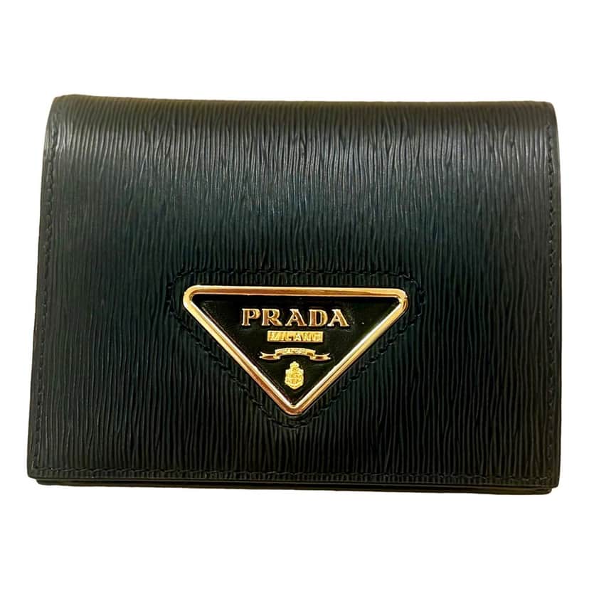 Prada Prada Vitello Move Nero Black Triangle Logo Leather Bifold Snap Wallet Black Leather Never worn, with tag - Front View