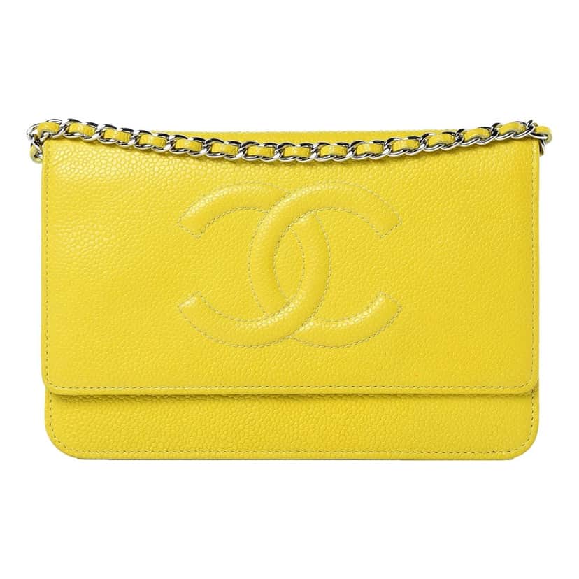 Chanel Chanel Timeless Wallet on Chain Caviar Leather Neon Yellow Yellow Leather Very good condition - Front View