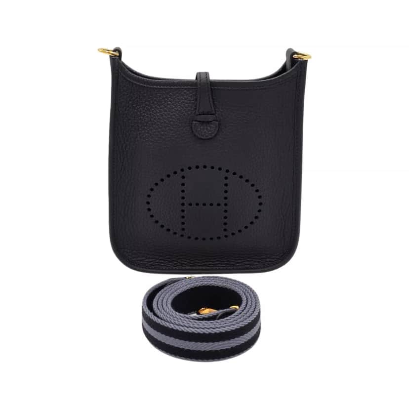 Hermès Black/Gray Leather Evelyne Black Leather Very good condition - Front View