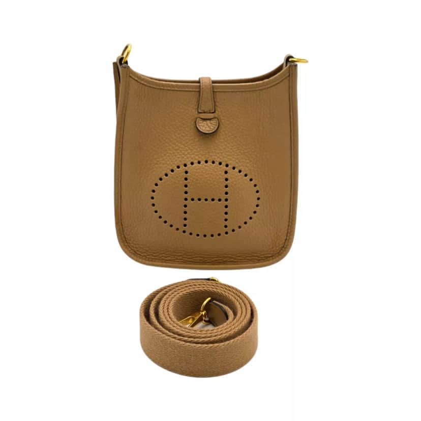 Hermès Evelyne Clemence Gold TPM Brown Leather Good condition - Front View