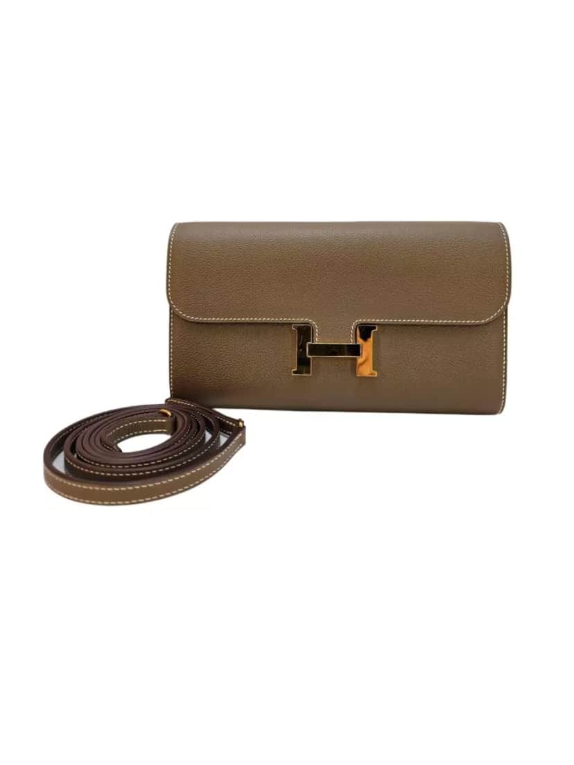 Hermès Constance To Go Wallet Grey Leather Very good condition - Front View