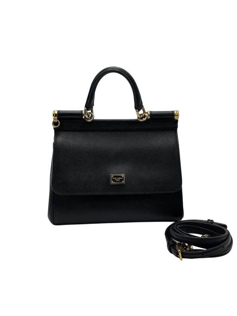 Dolce & Gabbana Miss Sicily Grain Bag Black Leather Good condition - Front View