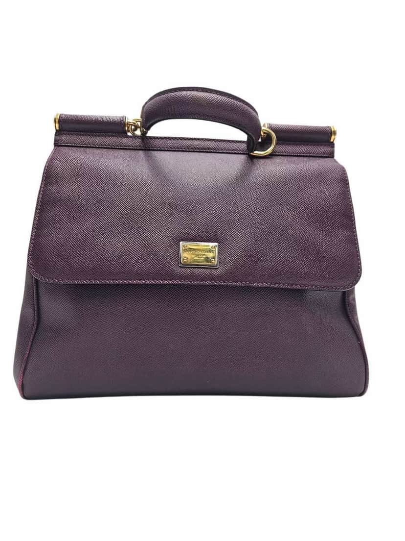 Dolce & Gabbana Miss Sicily Purple Handbag Purple Leather Good condition - Front View