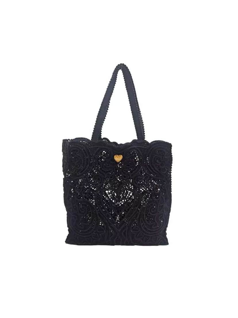 Dolce & Gabbana Beatrice Lace Tote Bag Black Very good condition - Front View