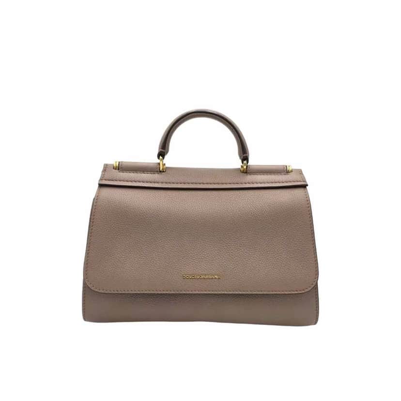 Dolce & Gabbana Beige Leather Sicily Bag Brown Leather Very good condition - Front View