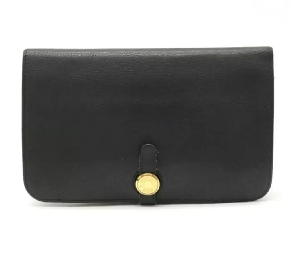 Hermès Togo Leather Duo Wallet Black Leather Very good condition - Front View