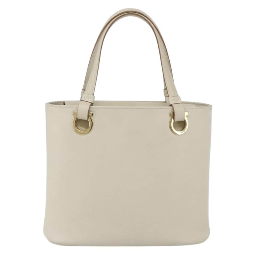 Salvatore Ferragamo Gancini handbag White Leather Good condition - Front View
