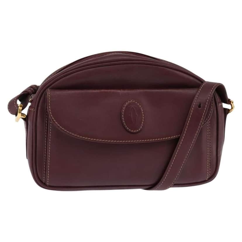 Cartier Must de Cartier Shoulder Bag Burgundy Leather Good condition - Front View