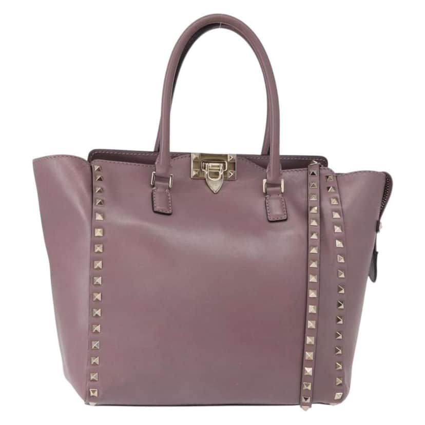 Valentino Garavani Rockstud Tote Purple Leather Good condition - Front View