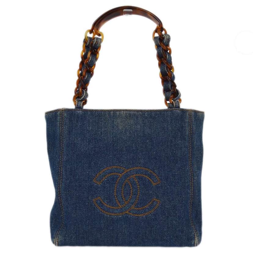 Chanel Vintage Resin Chain Tote Blue Good condition - Front View