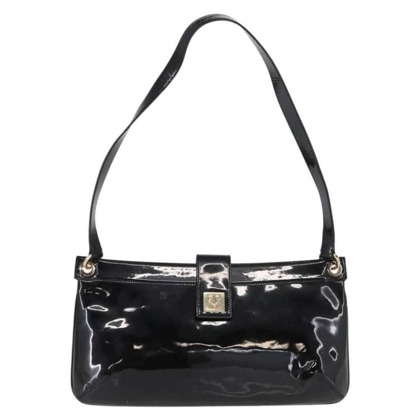 Salvatore Ferragamo Gancini Shoulder Bag Black Good condition - Front View