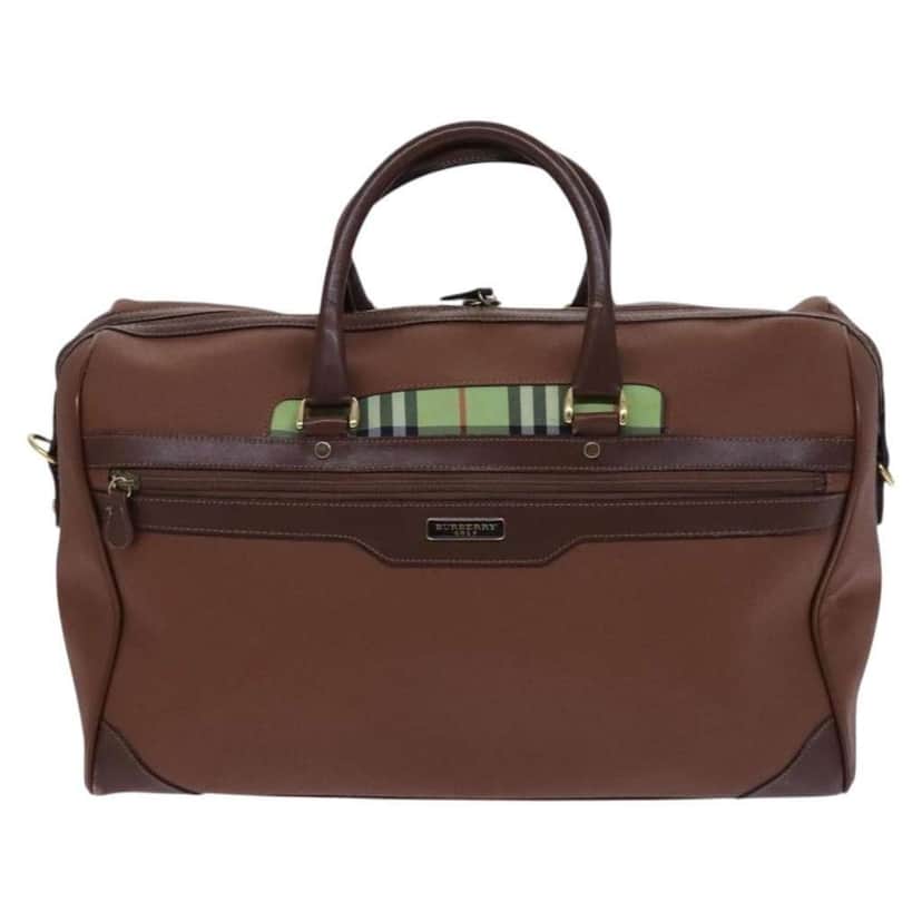 Burberry Front Pocket Zip Boston Bag Brown Leather Good condition - Front View