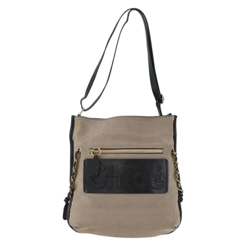 Chloe Vintage Shoulder Bag Beige Canvas Good condition - Front View