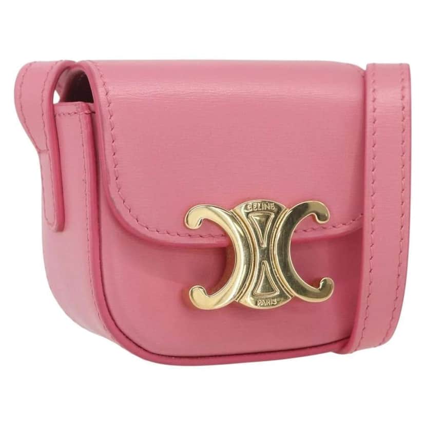 Celine Triomphe Shoulder Bag Pink Leather Good condition - Front View