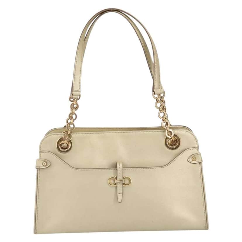 Salvatore Ferragamo Gancini handbag Gold Leather Good condition - Front View