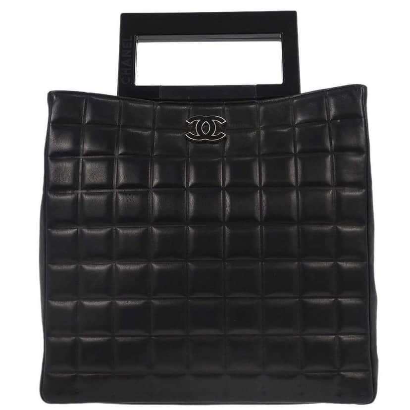 Chanel Chocolate bar tote Black Leather Good condition - Front View