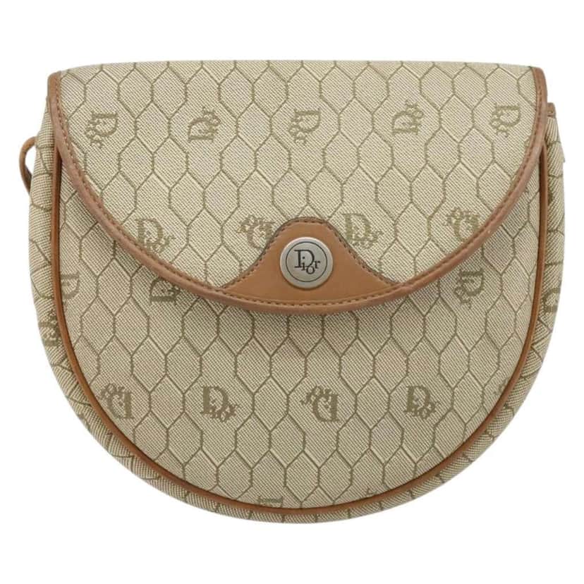 Christian Dior Vintage Honeycomb Shoulder Bag Beige Canvas Good condition - Front View