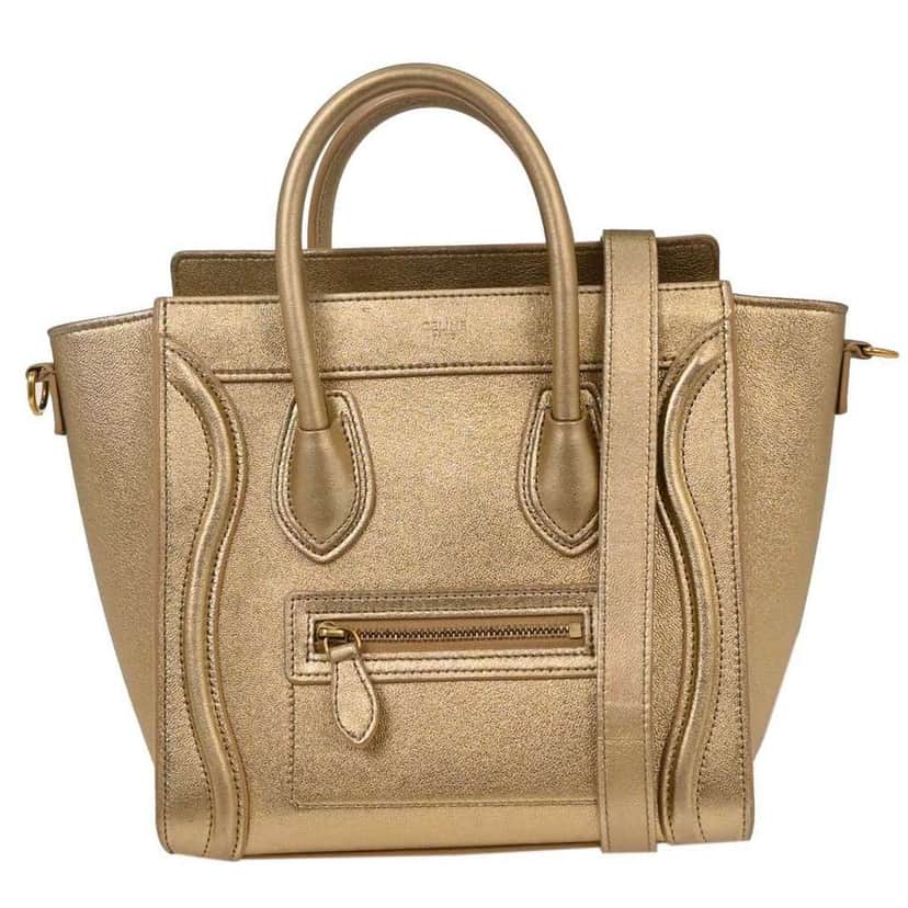 Celine Luggage Bag Gold Leather Good condition - Front View