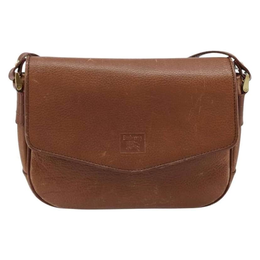 Burberry Flap Shoulder Bag Brown Leather Good condition - Front View