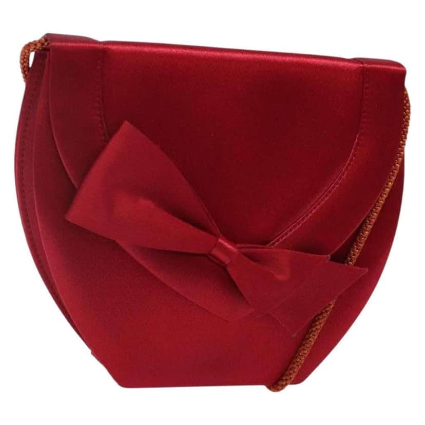 Saint Laurent Vintage Flap Crossbody Bag Red Satin Good condition - Front View
