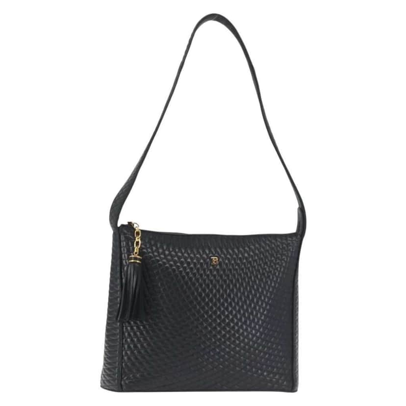 Bally Vintage Shoulder Bag Navy Leather Good condition - Front View