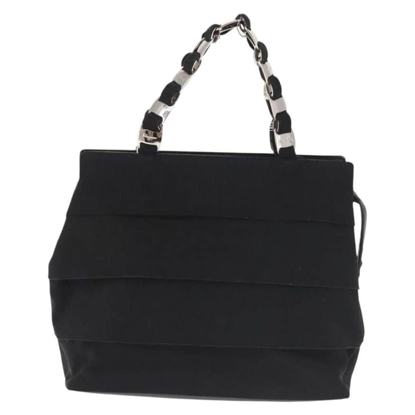 Salvatore Ferragamo Vala Handbag Black Canvas Good condition - Front View