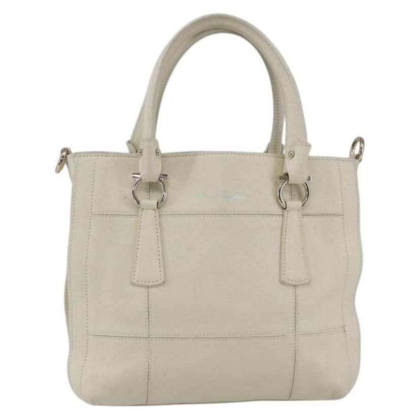 Salvatore Ferragamo Gancini handbag White Leather Good condition - Front View