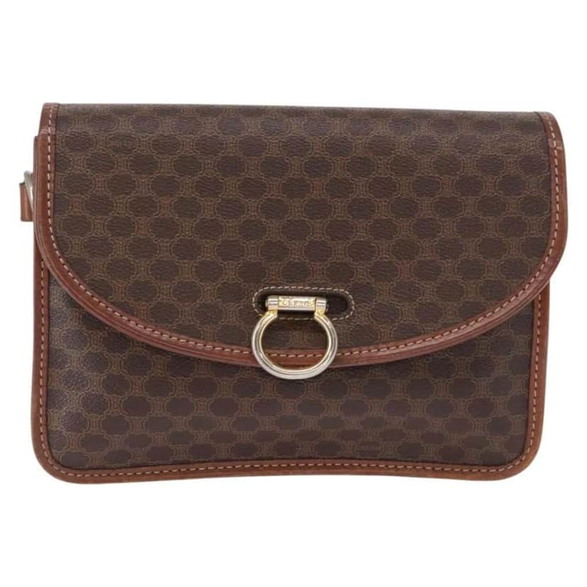 Celine Vintage Macadam Shoulder Bag Brown Canvas Good condition - Front View