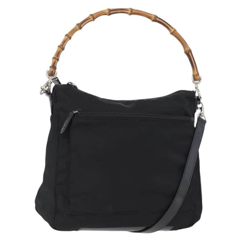 Gucci Vintage Bamboo Shoulder Bag Black Good condition - Front View