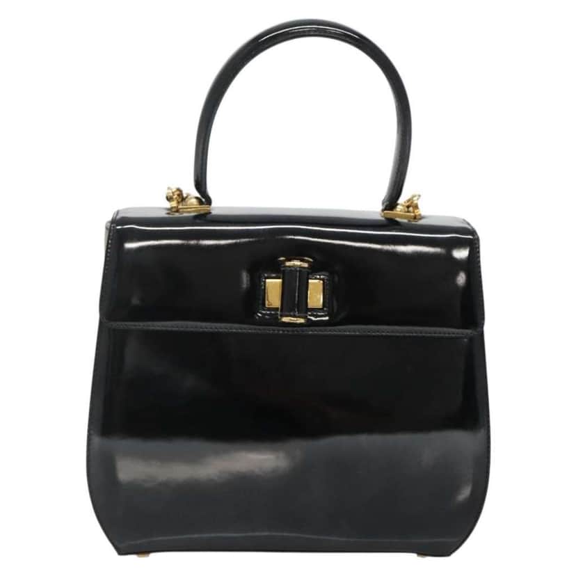 Salvatore Ferragamo Gancini handbag Black Good condition - Front View
