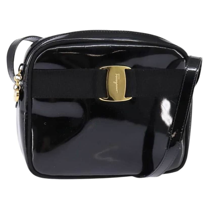 Salvatore Ferragamo Vara Bow camera Shoulder Bag Black Good condition - Front View
