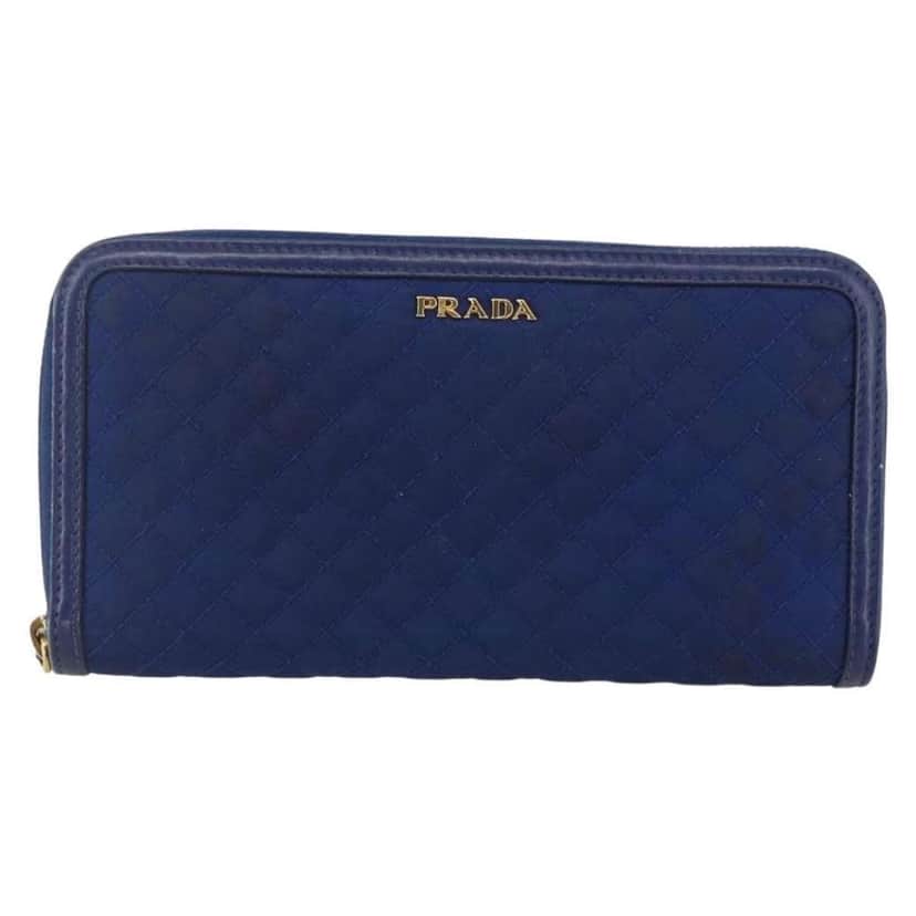 Prada Zip Around Organizer Wallet Blue Leather Good condition - Front View