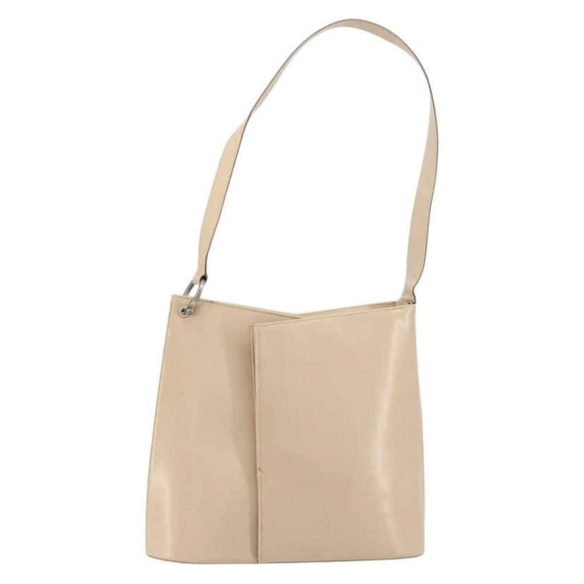 Salvatore Ferragamo Gancini Shoulder Bag Beige Leather Good condition - Front View