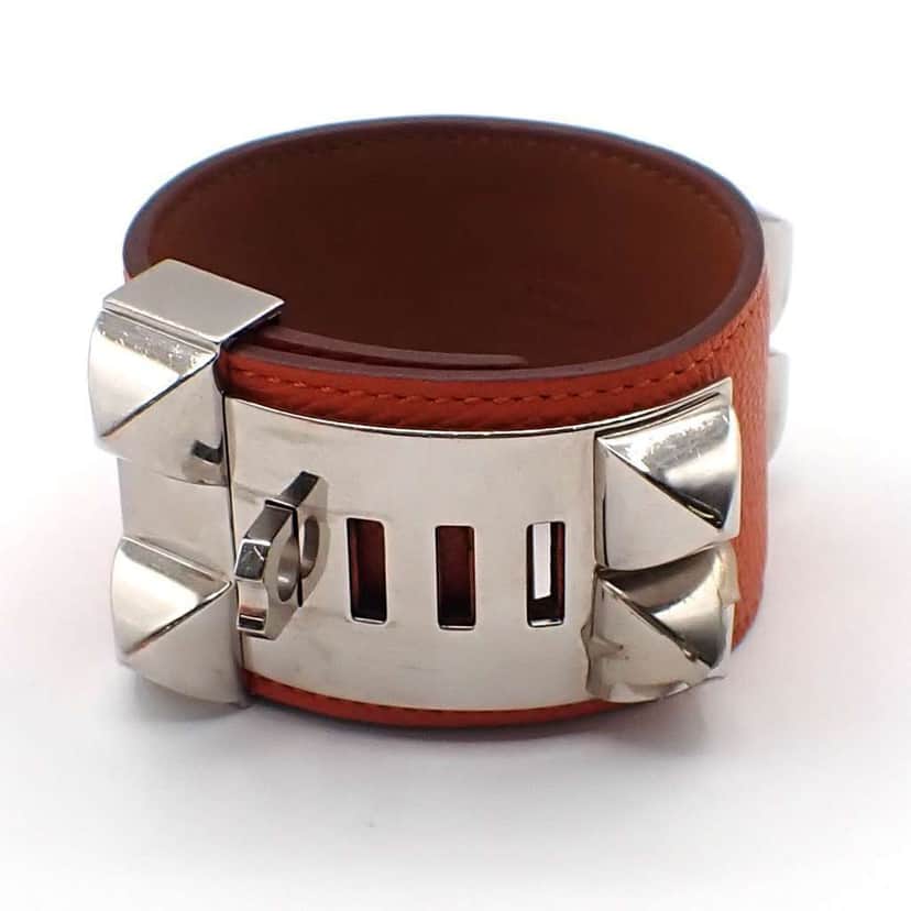 Hermès Collier de Chien Bracelet Orange Leather Good condition - Front View