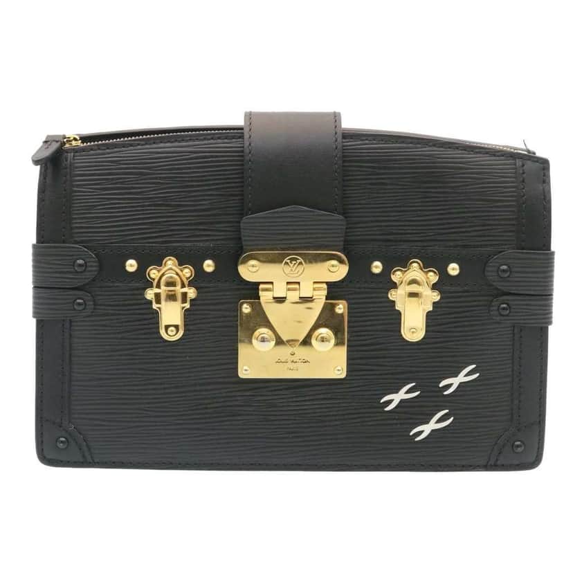 Louis Vuitton Trunk Clutch Black Leather Good condition - Front View